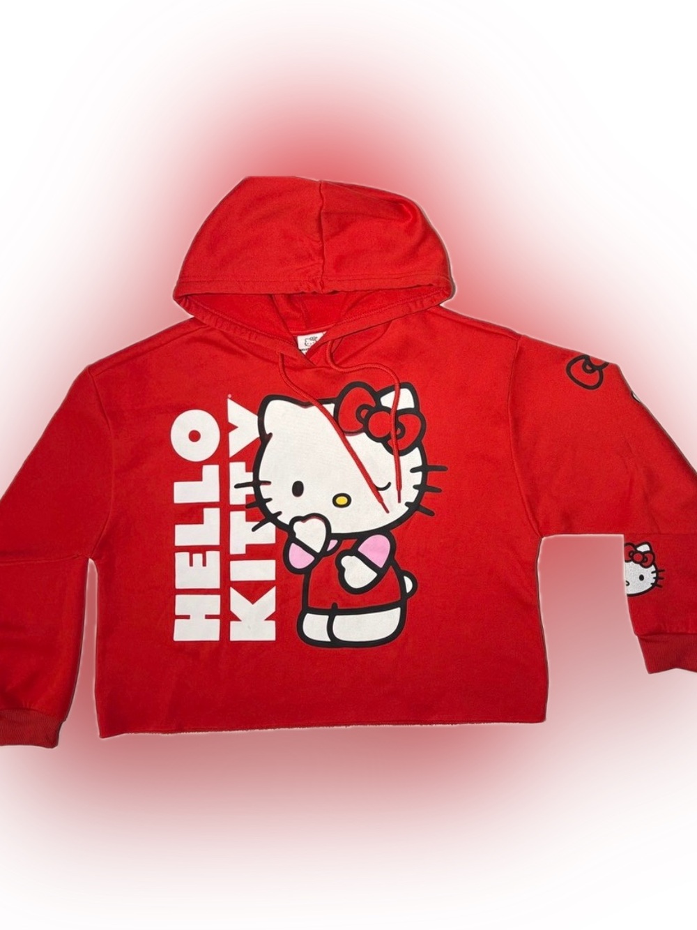 Sanrio Hello Kitty Red Cropped Graphic Hooded Sweatshirt Size Women’s Large
